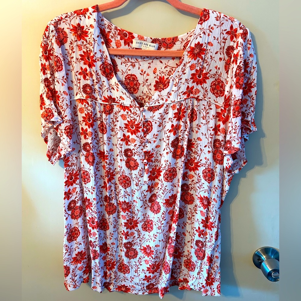 Skies Are Blue Devan short sleeve, front pleat top